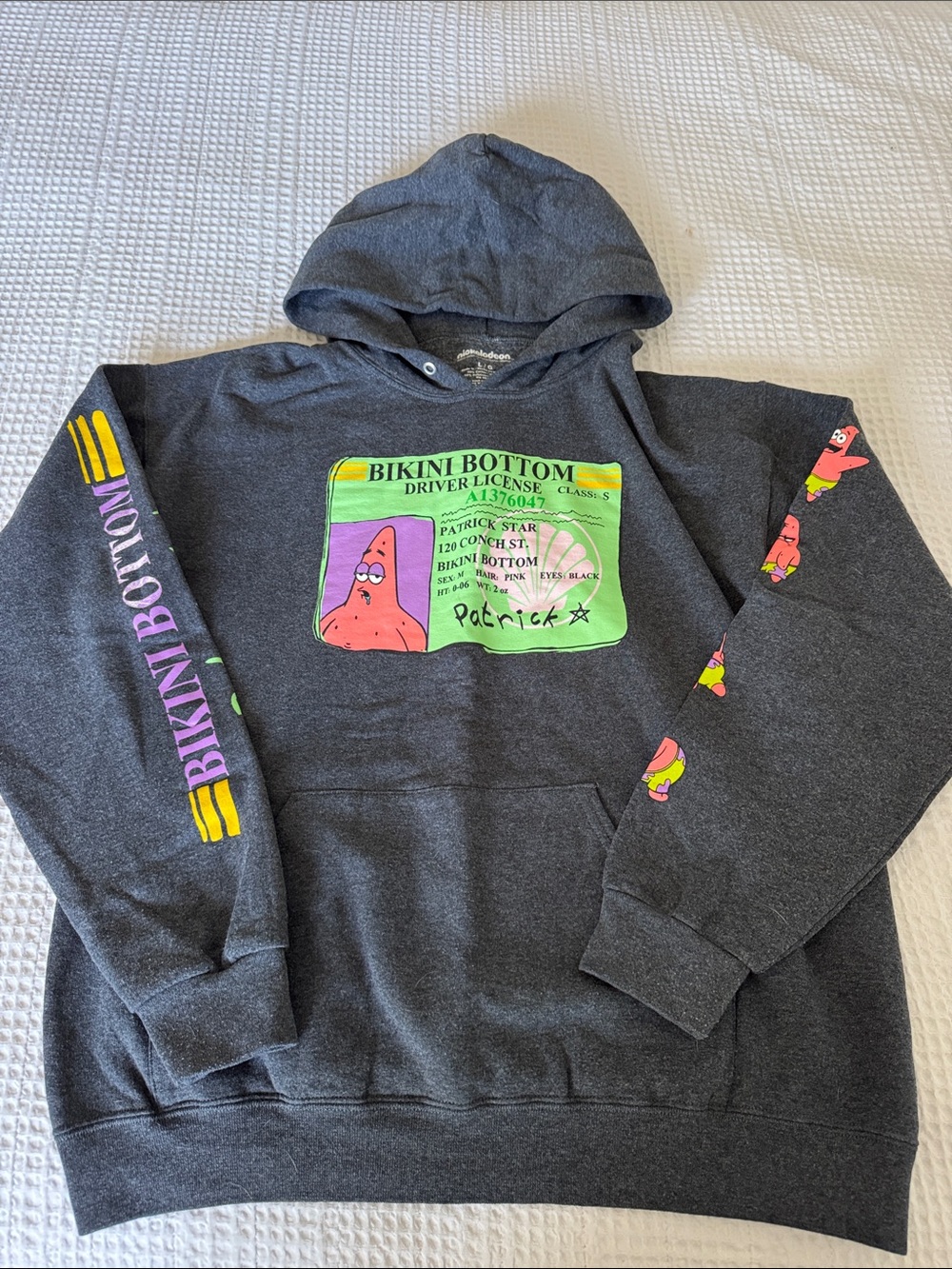 Nickelodeon Dark Gray Patrick Star Bikini Bottom License Hoodie